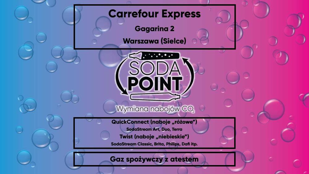 Sodastream Warszawa (Sielce), Gagarina 2 Wymiana nabojów CO2