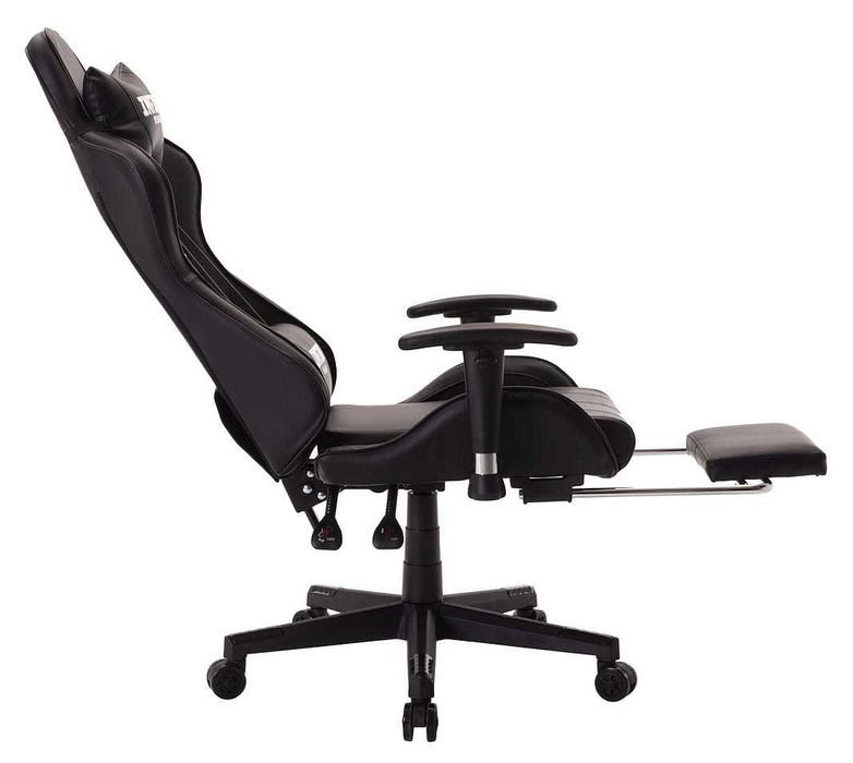 Fotel Gracza Infini series No.16 BLACK, krzesło gamingowe z podnóżkiem