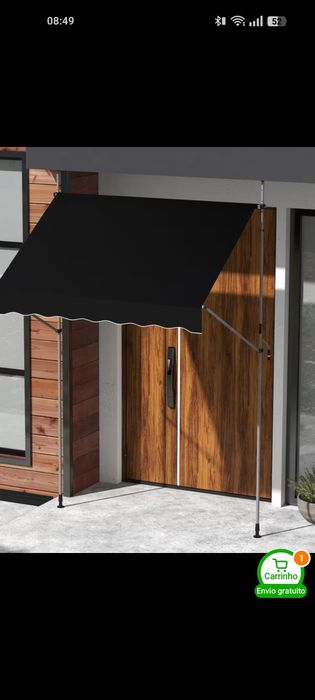 Toldo de Fixação Sem Furos com Manivela, Altura Ajustável e Proteção Solar para Pátios, Varandas e Jardins (200 Cm, Preto)
