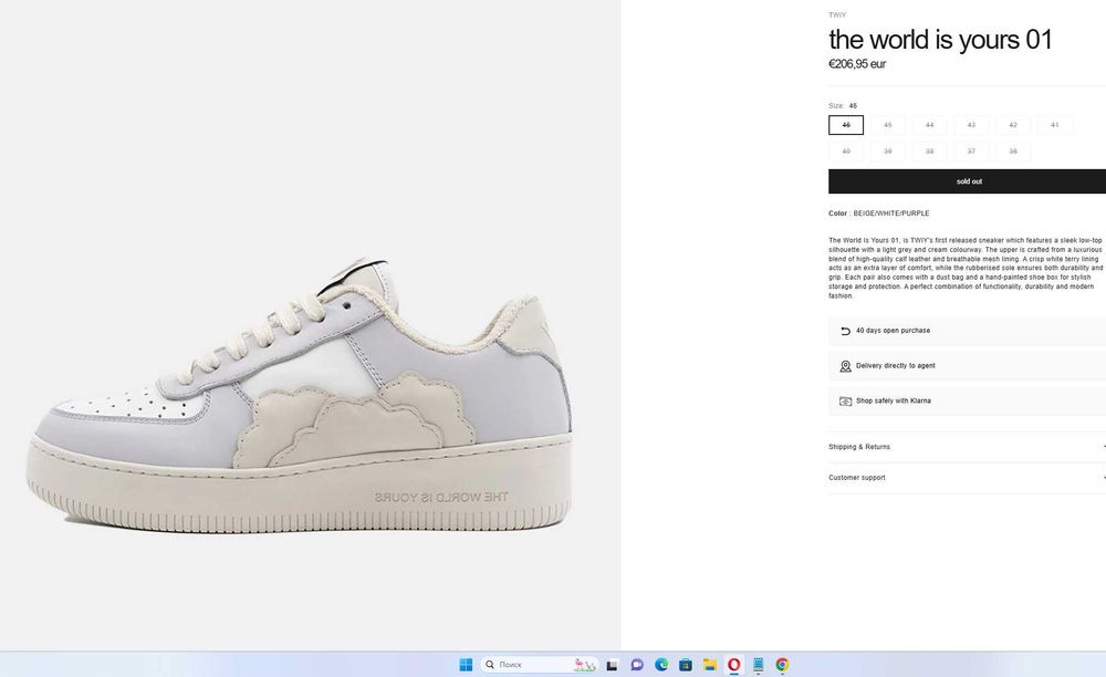 Женские Итальянские кожаные кроссовки THE WORLD IS YOURS 01(39р.25см.)