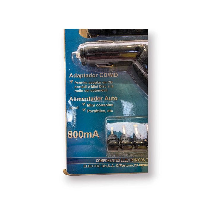 Adaptador CD/MD Auto + Alimentador 800mA – Electro DH Mod. 50.097
