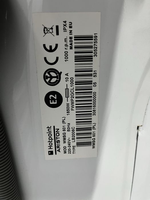 Pralka Ariston 40cm 6kg A+ |12msc |BD stan |Dowóz