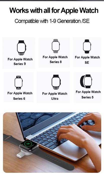 Uniwersalna ładowarka do Apple Watch 3/4/5/6/7/8/9/10/SE/ULTRA 1/2