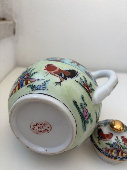 2 peças bule de chá chinês porcelana antiga
