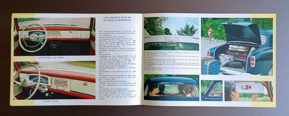 1965 Peugeot 403 folheto brochura publicidade memorabília