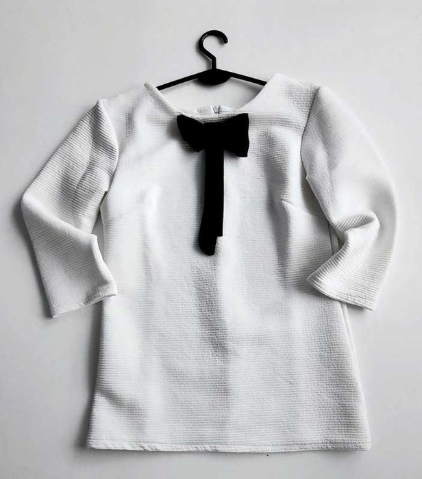 BEZ WAD S/36 Biała elegancka bluzka z kokardą #752
