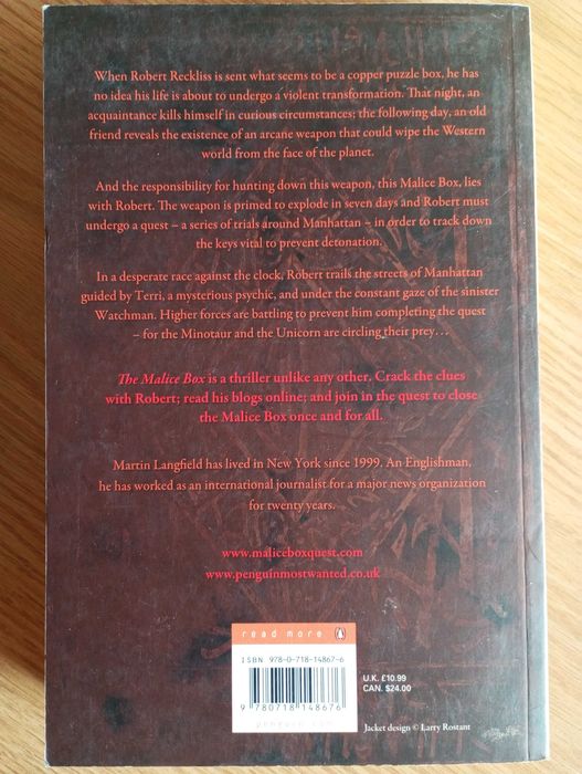 Malice Box de Martin Langfield - livro em inglês