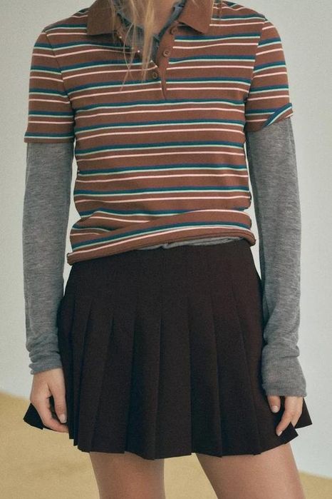 Шорти Спідниця ZARA коричневі в ідеальному стані Коричнева спілниця-шорти пліссе