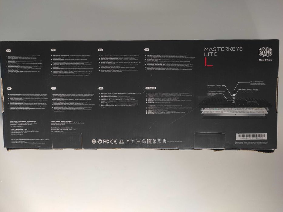 Teclado Mecânico Gaming RGB CoolerMaster Masterkeys Lite L