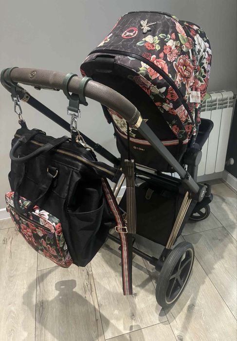 Zestaw Wózek Cybex Priam Bloosom Dark Fotelik Baza Gondola Spacerówka
