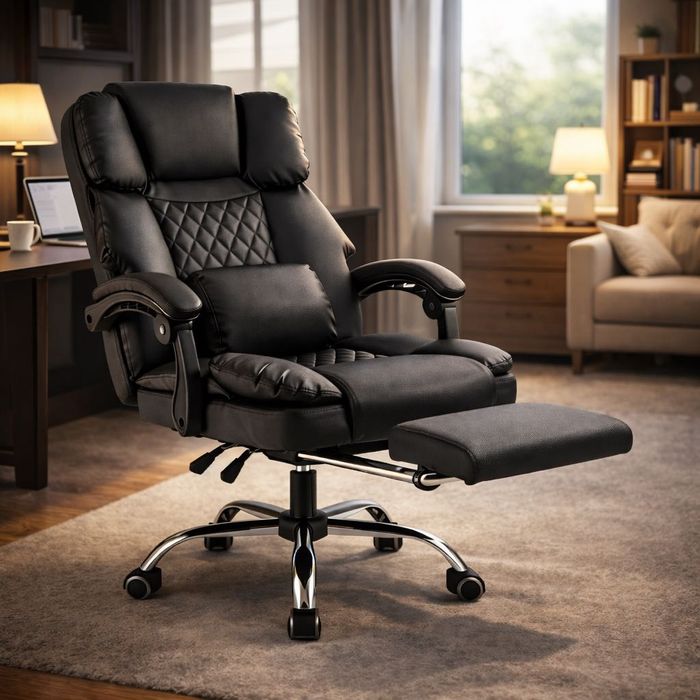 Fotel biurowy obrotowy z podnóżkiem i masażerem czarny MASTER RELAX‼️