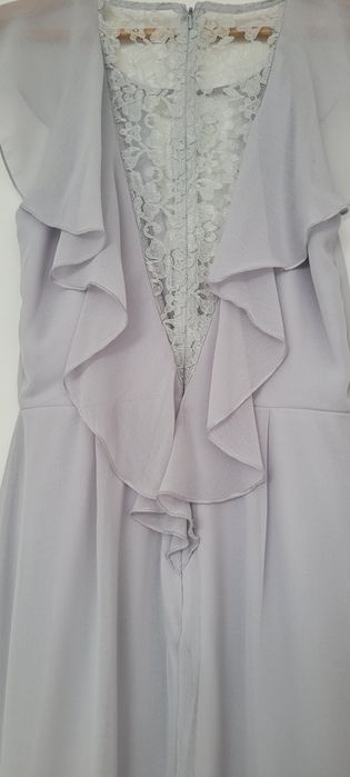 Sprzedam długą szarą suknię rozm.38