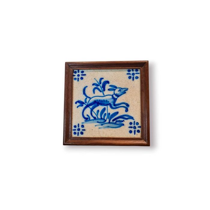 Azulejo Antigo Lamego Azul e Branco – Motivo Animal