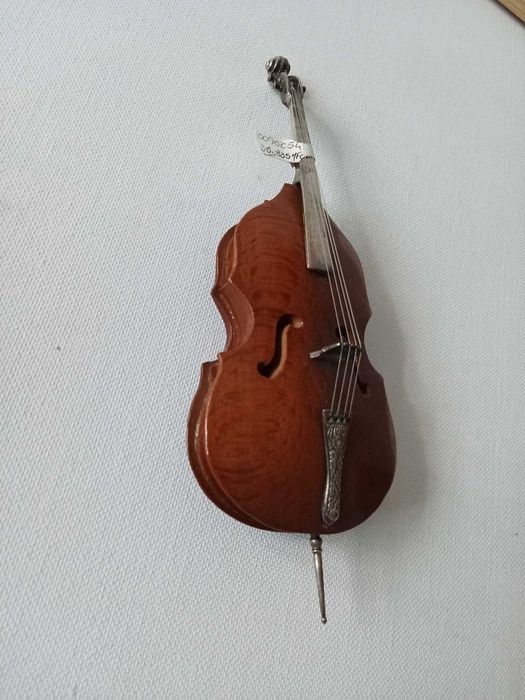 Miniatura Violino em madeira com aplicações em Prata