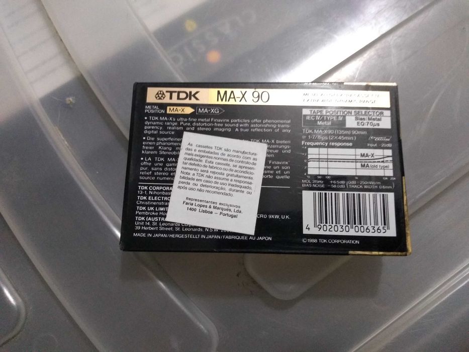 Cassetes de áudio VINTAGE, TDK MA-X 90, NOVAS!