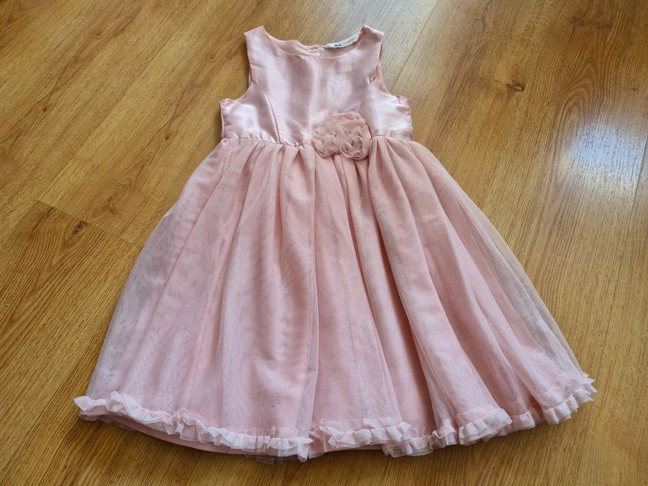 rozm. 122 H&M sukienka elegancka pudrowy róż tiul