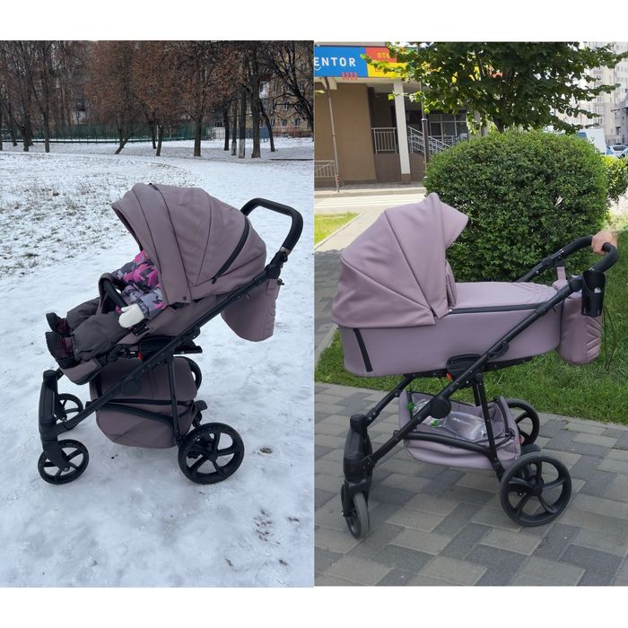 Коляска 2в1 Baby Pram Еко-шкіра+Преміум Текстиль, для новонароджених