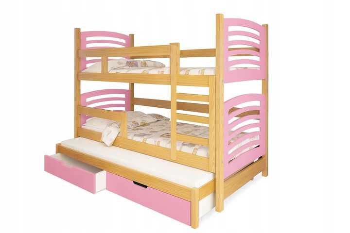 Łóżko piętrowe LILA 3 osobowe, materace 160x75 | 180x75 gratis