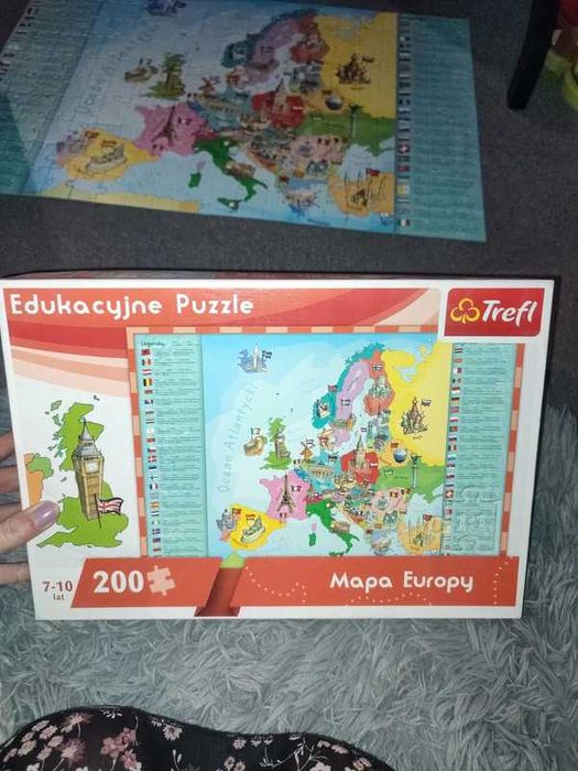 Edukacyjne Puzzle Mapa Europy, 200 elementów, trefl 
kompletne