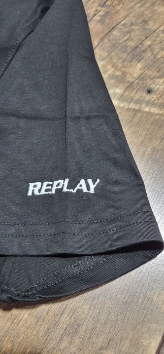 Replay czarna koszulka męska t-shirt bawełna XXL