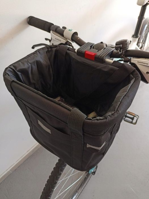 Koszyk na kierownicę do roweru, metalowy, mocowanie click + torba 10L