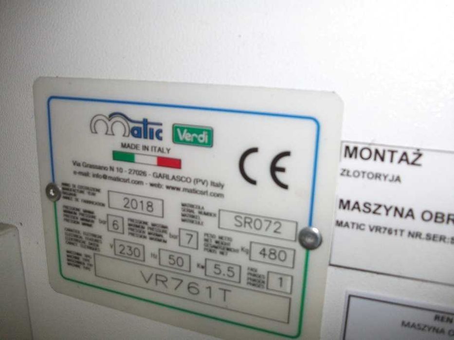 Maszyna obrotowa do obróbki butów - Matic Verdi VR761T