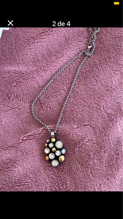 Fio em aco com medalhao e pedras
