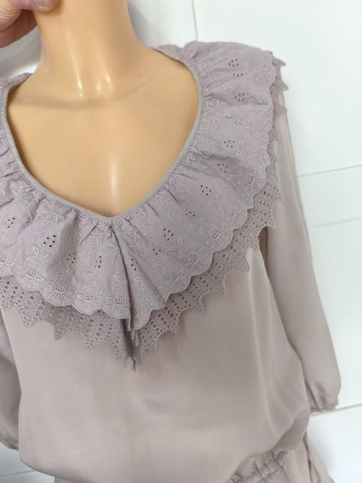 Sukienka krótka długi rękaw lekka silk cotton boho 10 M 38 Warehouse