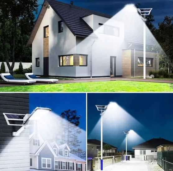 Latarnia Ogrodowa Lampa Solarna Na Słup Mocna 2000W PANEL Uliczna