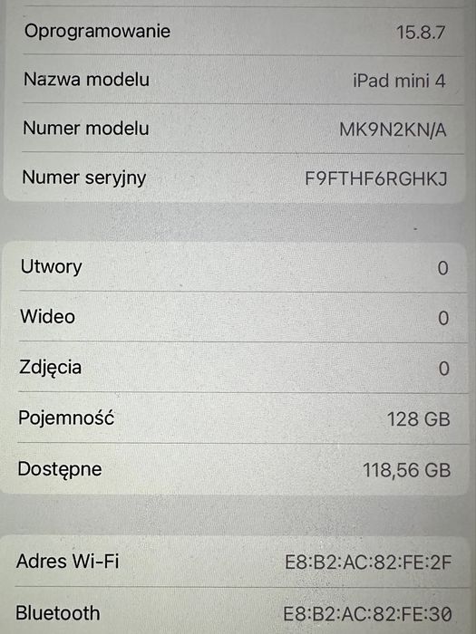 Apple iPad  Mini 4 WiFi 128GB