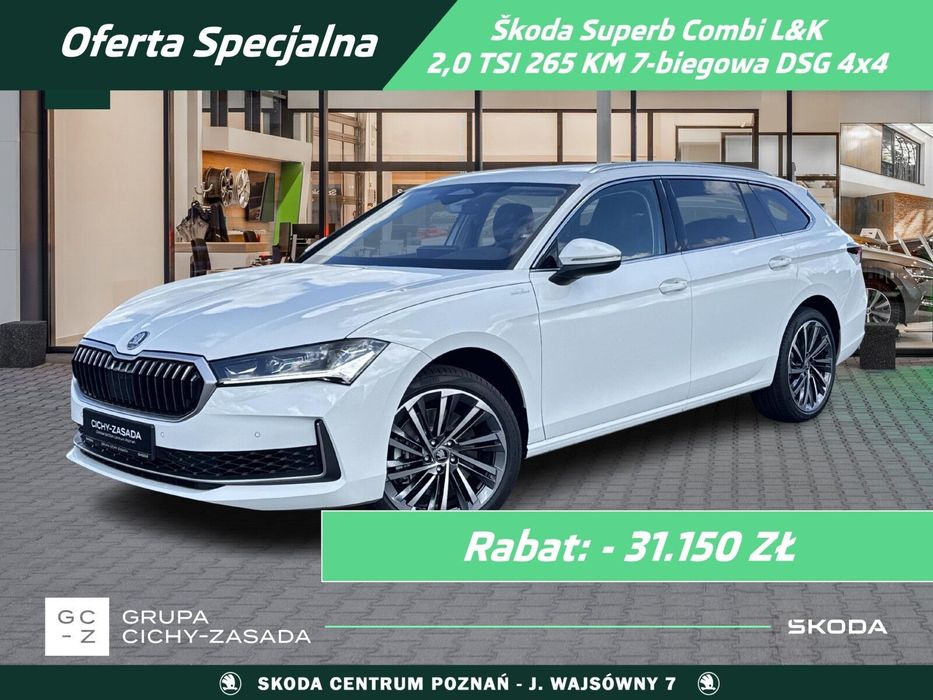 Skoda Superb Combi L&K 2,0 TSI 195 kW 7-biegowa DSG 4x4 - DOSTĘPNY OD RĘKI!
