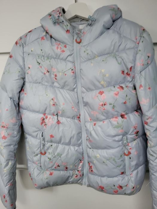 Kurtka wiosenna XS kwiaty baby blue jak nowa