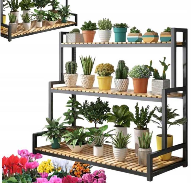 Metalowy kwietnik, stojak na rośliny, kwiaty, regał, loft, elegancki