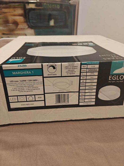 Plafon LED Eglo Marghera 1 — novo, Ø45 cm, regulável
