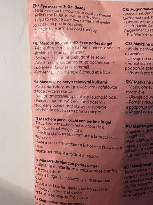 maseczka na oczy z żelowymi kulkami