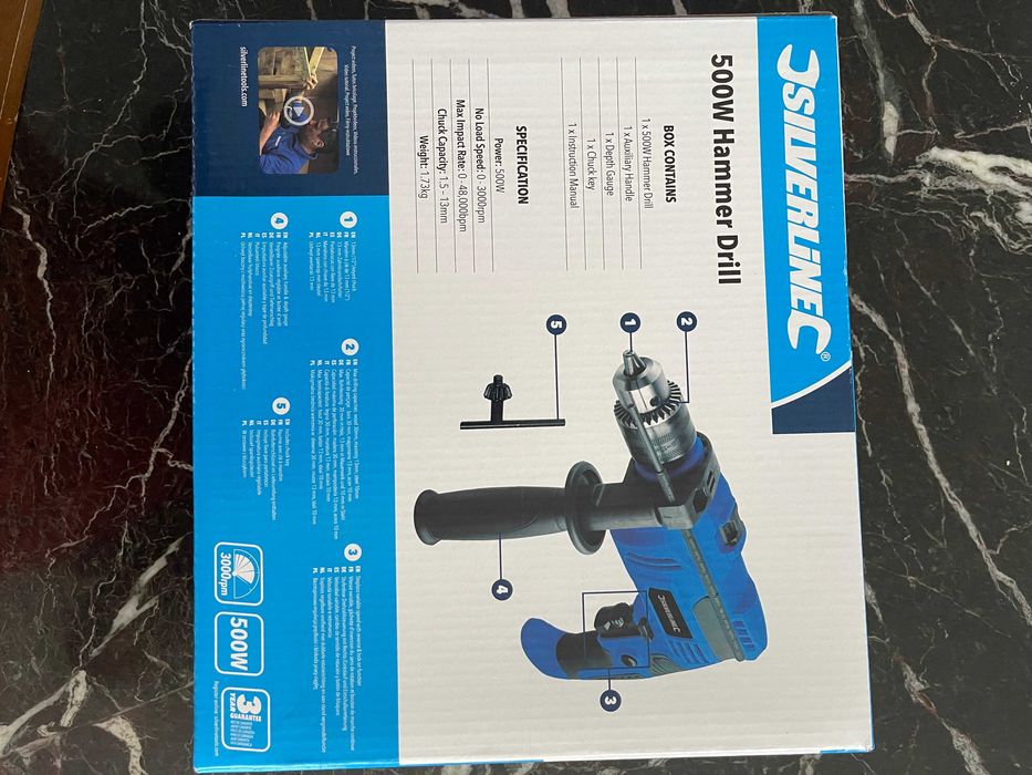 Silverline Berbequim de percussão martelo 500W 13 mm 1/2" incl. envio