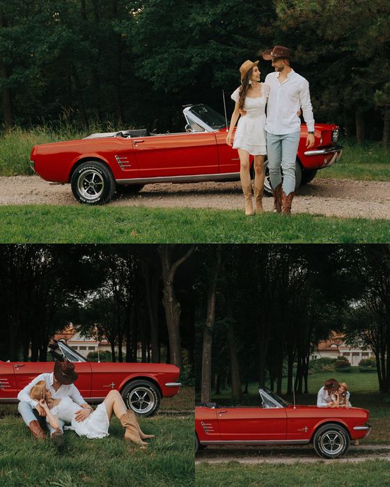 Wynajem zabytkowego auta do ślubu - Ford Mustang / Triumph Spitfire