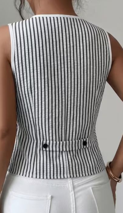 Elegancka kamizelka damska w paski biało czarne  XL