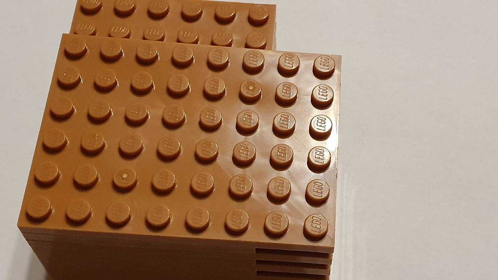 20 szt brązowych płytek 6x8, LEGO 3036, nowe