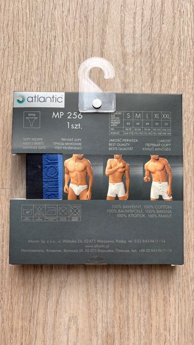 Nowe męskie stringi Atlantic MP 256 100% bawełna XL - Niebieskie