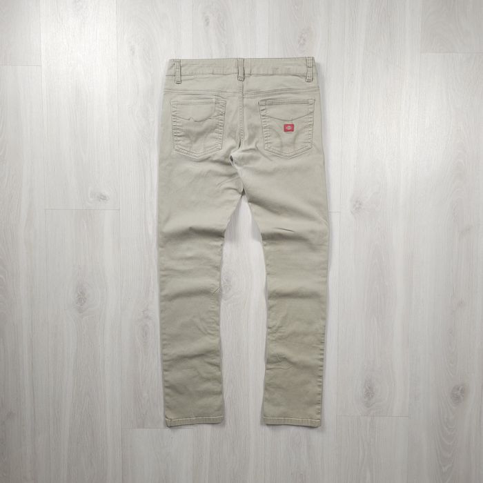 Calça Dickies Girl Bege Slim Fit em Algodão Estilo Elástico Roupa de T