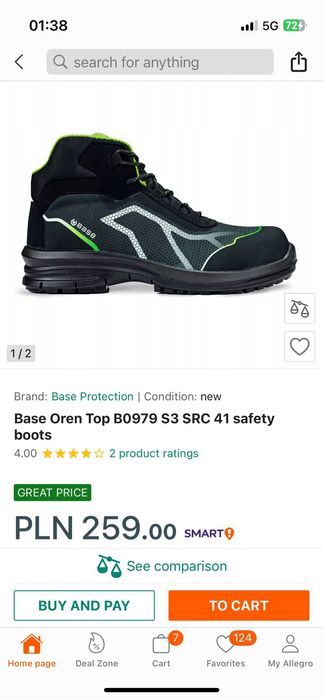 Nowe Buty Robocze Base B0979 S3 SRC r. 43 – Okazja, Nienoszone!