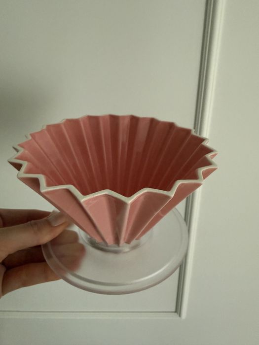 Origami dripper V60-02 różowy z krążkiem