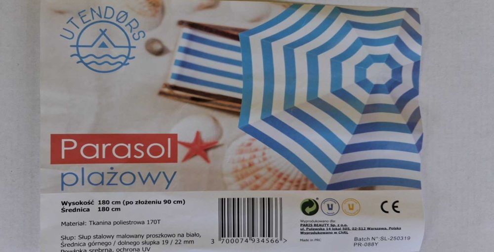 Materac jednoosobowy dmuchany + parasol plażowy