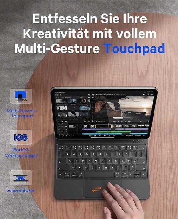 Earto Magic Keyboard do iPad Pro 11 M4 2024, 11 cali QWERTZ czarny