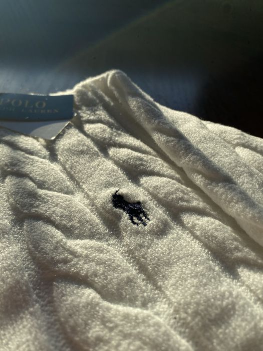 Sweter Polo Ralph Lauren Biały Cable-Knit Warkocze