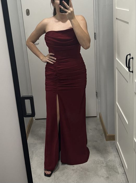 Sukienka maxi bordowa