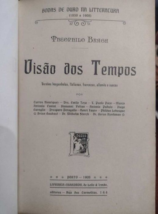 Visão dos Tempos 1908 Theophilo Braga