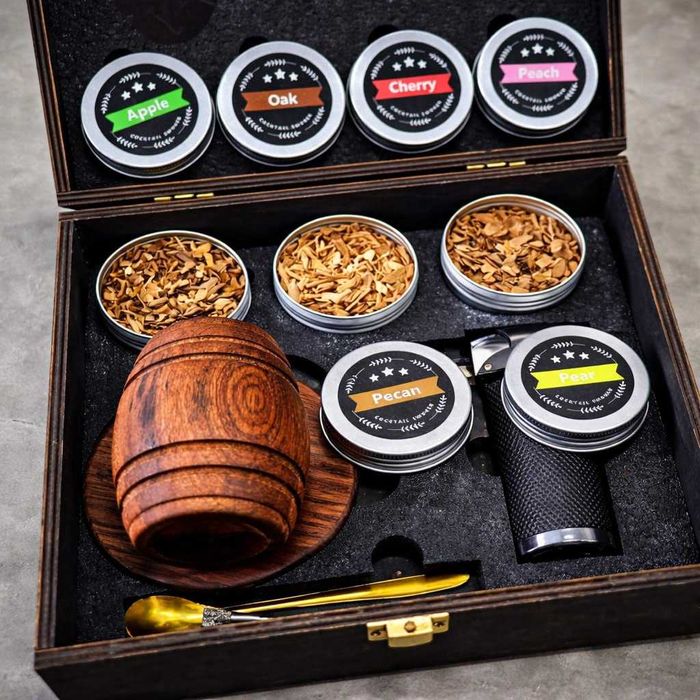 Смокер для віскі набір для копчення віскі 6 ароматів дерев’яна коробка
