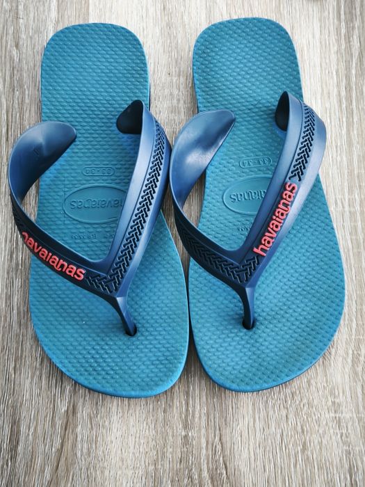 Chinelos Havaianas tam 34/35, laranja e azuis